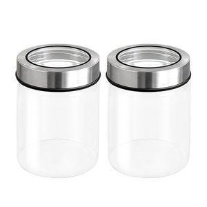 차이나다 투명커버 원형 내열 유리병, 550ml, 2개