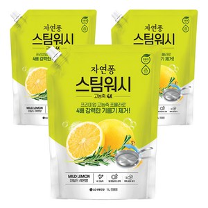 자연퐁 스팀워시 4X 주방세제 레몬향, 1L, 3개