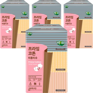헬로 프라임코튼 미용티슈 각티슈, 280매, 24개