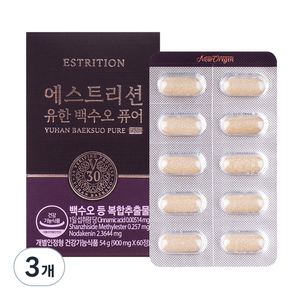 뉴오리진 에스트리션 유한 백수오 퓨어 60정, 3개, 54g