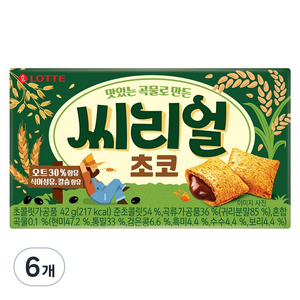 롯데제과 맛있는 곡물로 만든 씨리얼 초코, 42g, 6개