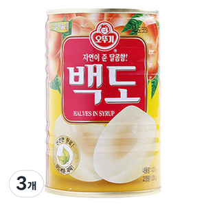 오뚜기 백도 반절 통조림, 400g, 3개