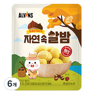 엘빈즈 자연속 알밤, 맛밤, 50g, 6개