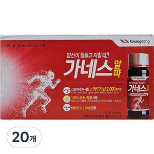 광동제약 가네스 알파 에너지음료, 100ml, 20개