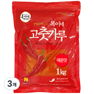 복이네먹거리 중국산 고추가루 매운맛 떡볶이 소스용, 1kg, 3개