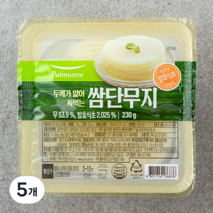 풀무원 두께가 얇아 싸먹는 쌈단무지, 230g, 5개