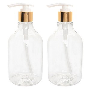 병도매닷컴 DN650 용기 650ml + 디스펜서, 용기(투명), 캡(골드), 2개