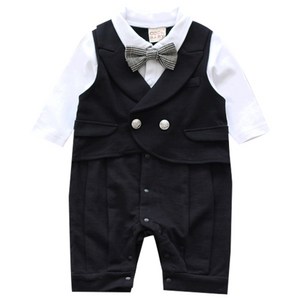 베이비맥스 남아용 워싱턴 체크보타이 돌 백일 아기정장 긴팔 롬퍼 1333