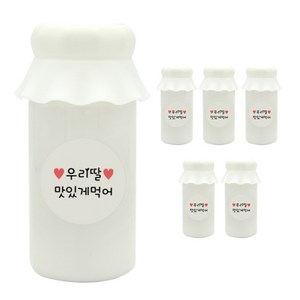 도나앤데코 사랑스러운뚜껑 보틀 화이트 6p + 우리딸맛있게먹어 스티커 6p, 1세트