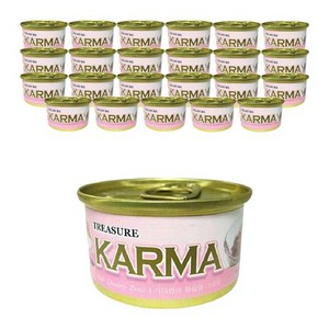 카르마 고양이 원형 캔 가다랑어 + 게맛살, 80g, 24개입