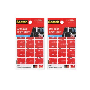 스카치 3M 강력 투명 폼 양면테이프 325CT 25 x 25mm 12p, 2개