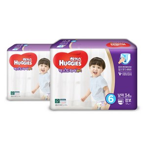 하기스 맥스드라이 팬티형 기저귀 남아용 점보형 6단계(17kg~), 68매