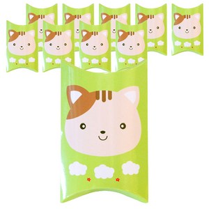 도나앤데코 큐트 애니멀 선물포장 반달상자, 올리브그린(야옹이), 10개입