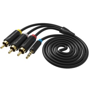 벤션 순동 3.5mm AV to 3 RCA 오디오 케이블 1.5m, 1개