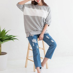 토마토팩토리 여성용 디스트로이드 반배기 청바지 6902