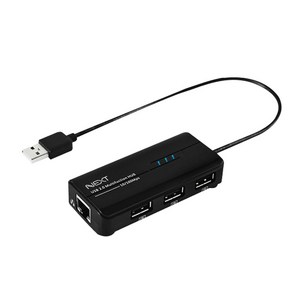 넥스트유 이지넷유비쿼터스 USB2.0 3포트 USB허브 + 이더넷포트 콤보 NEXT-UH103LAN, 혼합색상, 1개