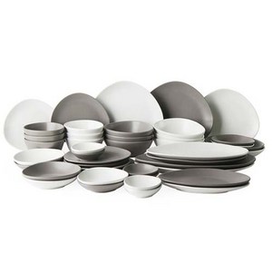 에라토 패블 6인 그릇세트 42p, 화이트,그레이, 볼 2종 12p + 접시 3종 8p + 찬기 4종 16p + 롱디쉬 3종 6p