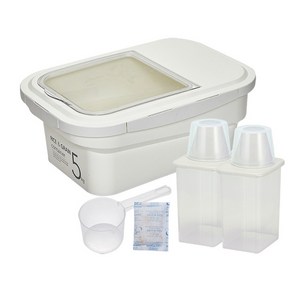 씨밀렉스 라이스키퍼 쌀통 5kg + 950ml 잡곡통 2p, 아이보리
