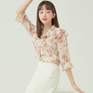로엠 장미나염 블라우스 5부