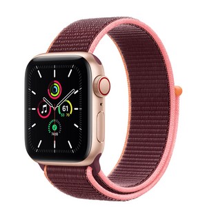 Apple 2020년 애플워치 SE GPS + 셀룰러 40mm, 40mm, GPS + Cellular, 골드 알루미늄 케이스, 플럼 스포츠 루프