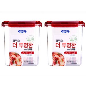 코멕스 더 투명한 정사각 핸들형 김치통, 3.5L, 2개