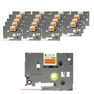 브라더 엡손 TZ-B21 호환 라벨테이프 9mm 20p, 형광오렌지바탕 + 검정글자
