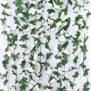 브릴리홈 조화 인테리어 장미 45p 덩굴 252cm, 화이트