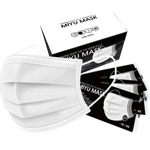MIYU 개별포장 일회용 마스크, 50개입, 1개, 화이트