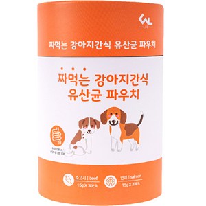 씨엔앨 라이프 짜먹는 강아지간식 파우치 영양제 소고기 30p + 연어 30p, 장건강/유산균, 900g, 1세트