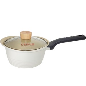 키친아트 베이직 IH 인덕션 우드 세라믹 편수 냄비, 크림화이트, 18cm