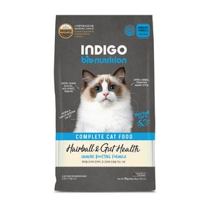 인디고 특허 유산균 면역 앤 헤어볼 고양이 사료, 2kg, 1개