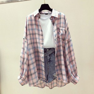 오티온 여성용 데일리 체크셔츠 루즈핏