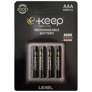 Lexel e-Keep AAA 고용량 충전지 1000mAh, 4개입, 1개