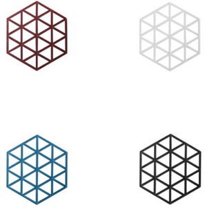 심플 실리콘 컵받침 체크 4p, 혼합색상