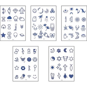 러비쉬 스티커 귀여운 반영구 헤나 판박이 대용량 타투 5종 세트 키치, 혼합색상, 1세트