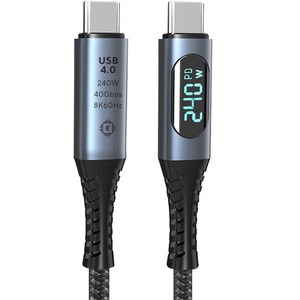 비잽 USB4 40G C to C 240W PD3.1 디스플레이 케이블 썬더볼트4 5A, 120cm, 그레이, 1개