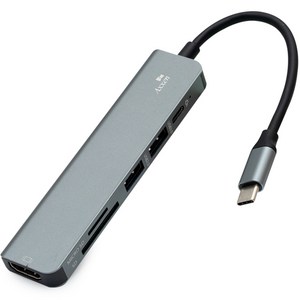 액센 6in1 C타입 USB 3.0 HDMI PD MSD 멀티허브 MH20, 그레이