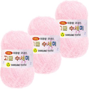 yarna 대용량 고급 수세미 뜨개실 100g, 105 흰분홍, 3개