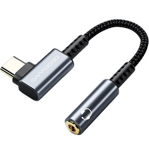 바라보고 ㄱ자 USB C타입 to 3.5mm DAC 내장 이어폰 오디오 젠더, 13cm, 그레이, 1개