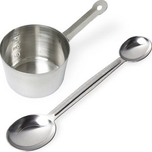 칼백화점 국산 스텐 계량컵 200ml + 눈금 양쪽 계량스푼 1세트