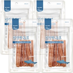 내츄럴랩 건강한 육포 스틱 강아지 건조간식, 연어, 80g, 4개