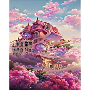알로데 꿈의 마을 환상의 성 벽 장식 보석십자수 DIY 키트 세트 라운드 40 x 50 cm, NO 03(랜덤발송), 1세트