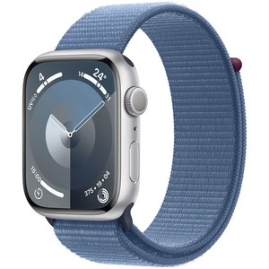 Apple 애플워치 9 GPS, 45mm, 실버 / 윈터 블루 스포츠 루프, Loop