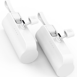 뉴클 5000mAh 도킹형 미니 일체형 보조배터리 8핀 + C타입 세트, NCPB-R5-CHL, 화이트(8핀), 화이트(C타입)