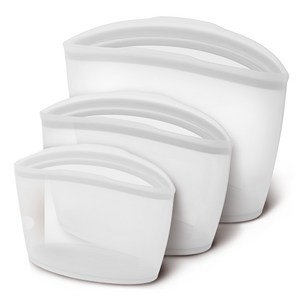 퍼기 3중 밀폐 실리콘 지퍼백 3종 세트 화이트, 1세트, 500ml, 850ml, 1500ml