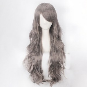 여성용 이너윈 롱 웨이브 전체가발 80cm, 그레이, 1개