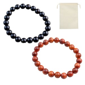 붓다베스트 소원성취 재물운 액막이 삼재 향나무 염주팔찌 2p + 파우치 세트