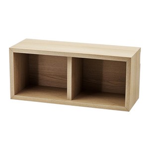 철물코리아 사각 무지주 벽선반 카페 선반, 오크, 2단