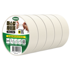 스코라 마스킹 테이프 화이트 24mm x 15m, 5개