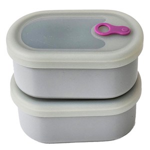실리콘 반투명 스팀홀 타원 용기 그레이 500ml, 2개